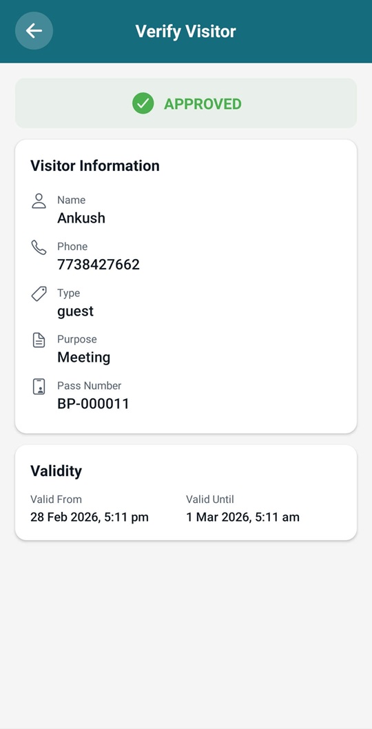 Visitor Pass